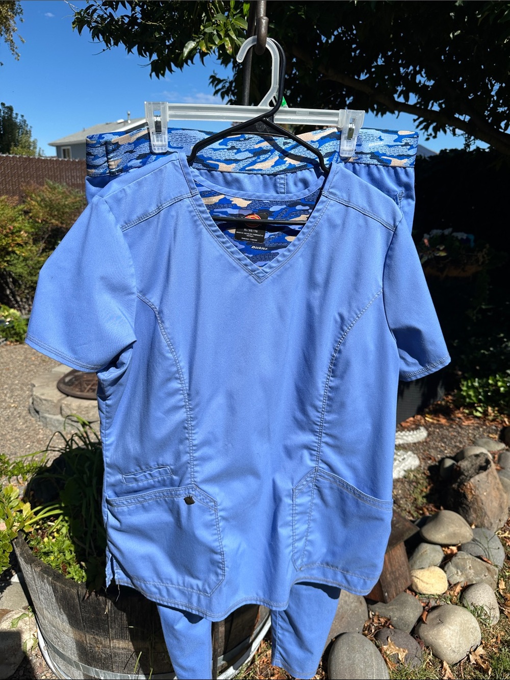 Dickies Light Blue Cargo Pants with Patterned Waistband